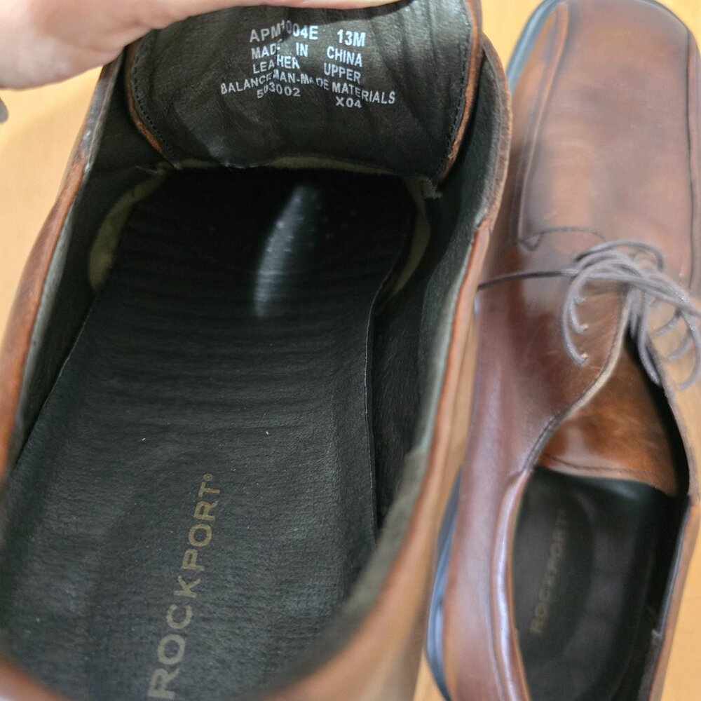 Rockport Men's Leather Lace Up Oxford Shoes Slip Resistant Brown Size 13M - Picture 9 of 14